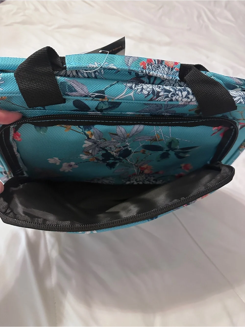 Bang & Carsen Large Hanging Travel Organizer Bag - Turquoise Flowers Prin